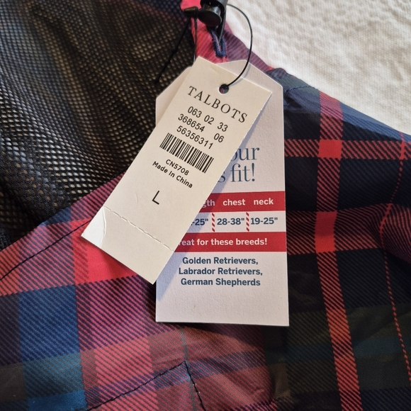 Talbots plaid raincoat size large lab or shepard NWT - Picture 8 of 14